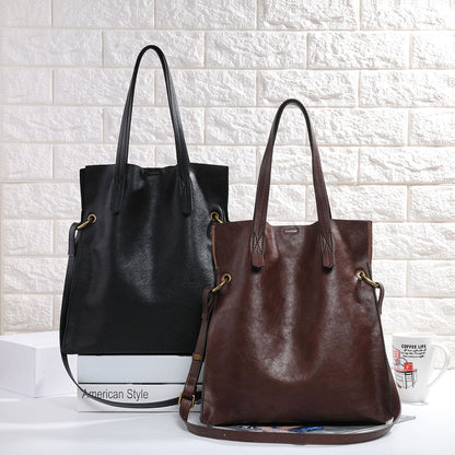 Women’s Genuine Leather Bucket Tote Backpack