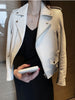 Women Leather Moto Jacket Cropped Motorcycle Jacket
