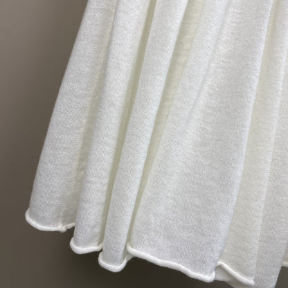 Women Wool Knit Midi Skirt Brown Elastic Waist Pleated Wool Skirt