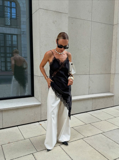 Women Satin Lace Slip Dress – Imitation Silk Lace Slit Inner Dress