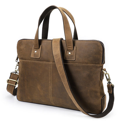 Coffee Brown Leather Office Messenger Bag