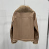 Women’s Short Shearling Leather Bomber Jacket