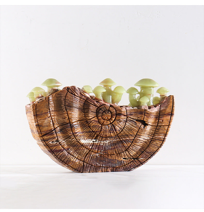 Natural Jadeite Mushroom Marble Ornament