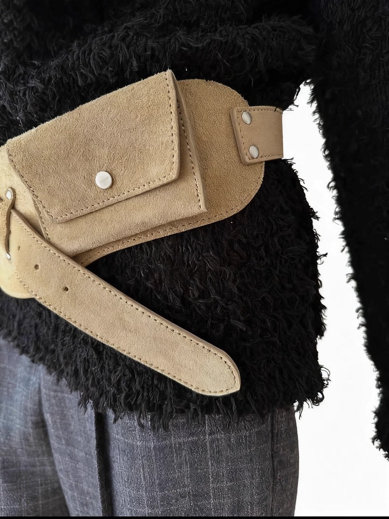 Waist Bag for Women in Faux Suede Wide Belt Style