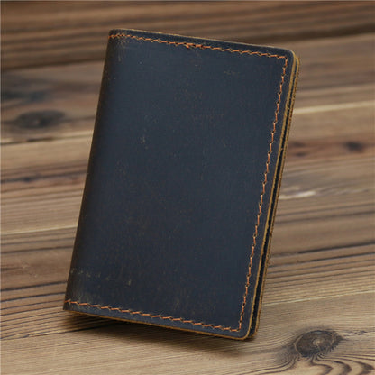 Men’s Crazy Horse Leather Card Holder Wallet in Cowhide