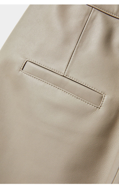 High Rise Leather Elephant Style Pants Straight Leg Midi Culotte