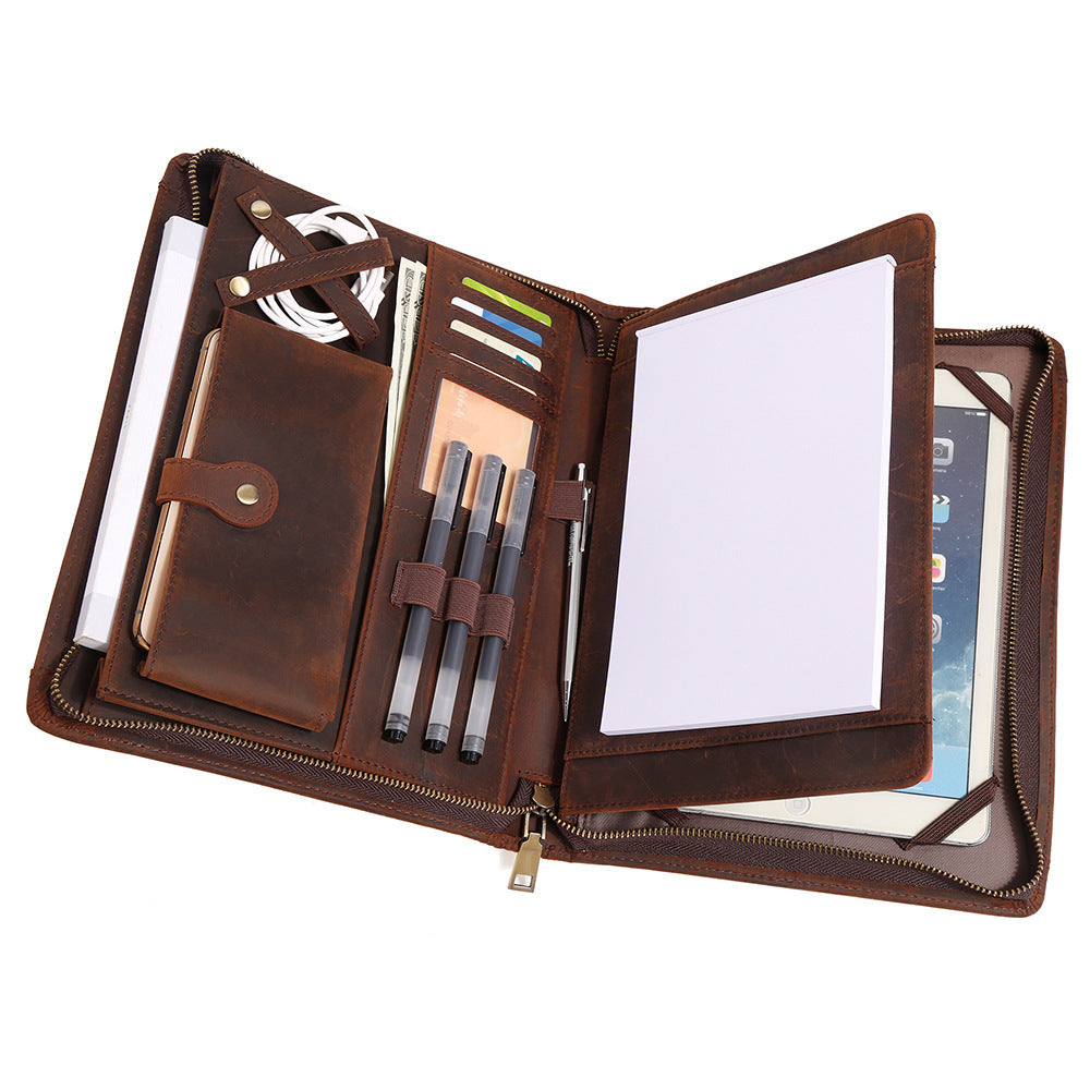 Leather iPad Organizer Portfolio in Crazy Horse Leather for Business