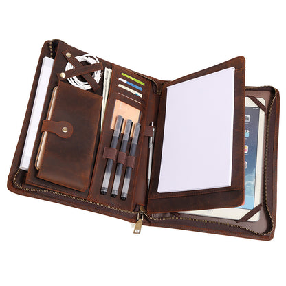 Leather iPad Organizer Portfolio in Crazy Horse Leather for Business