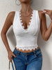 White lace crop top with v neck detail