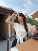 round neck t shirts for women with waist knot