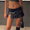 Imitation Leather Belted Mini Skirt
