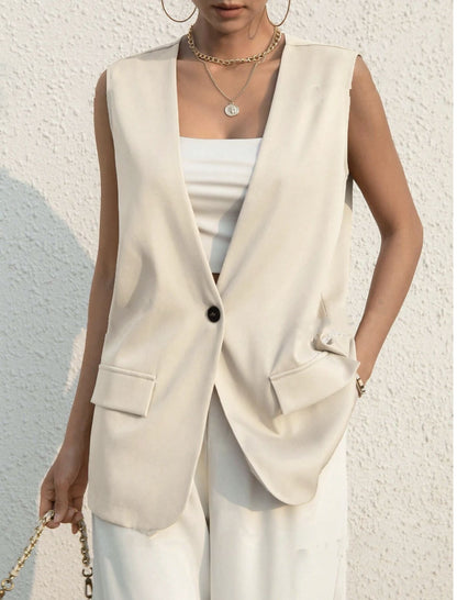 women's oversized v neck vest