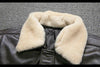 Black Leather Aviator Jacket Mens with Shearling Collar