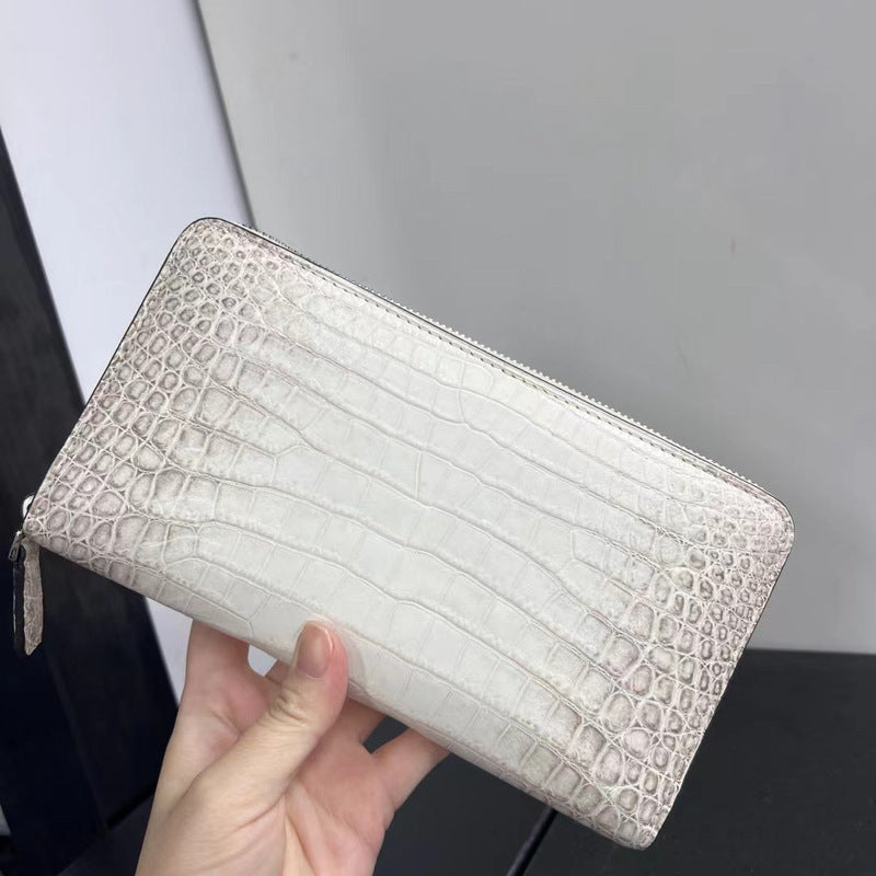 White Genuine Crocodile Leather Long Wallet