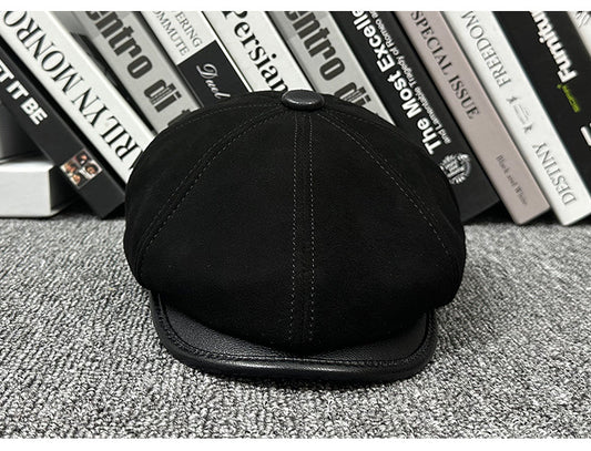 Leather newsboy cap for men vintage baker boy hat 1 M
