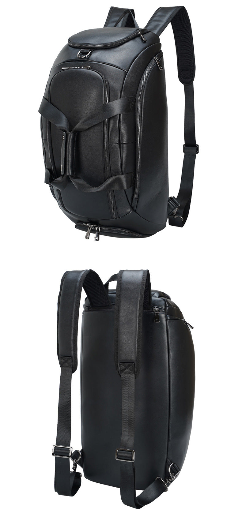 Mens Leather Travel Duffle Bag with Shoe Compartment