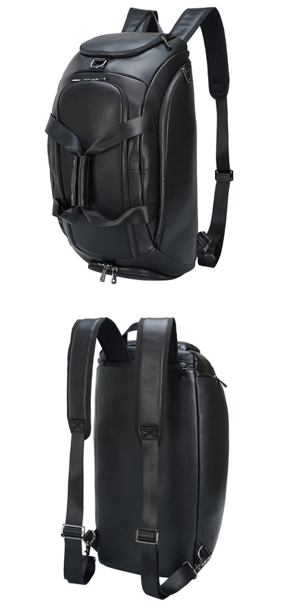 Mens Leather Travel Duffle Bag with Shoe Compartment