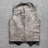 Washed distressed cowhide leather riding vest