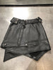 High-Waisted Irregular Hem Motorcycle Leather Mini Skirt