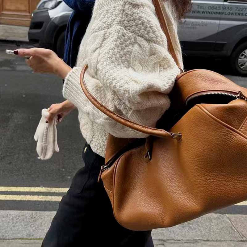 Leather French Tote Bag Underarm Shoulder Purse