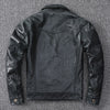 Black Leather Jacket Men Slim Fit Biker Oil Wax Vintage Style