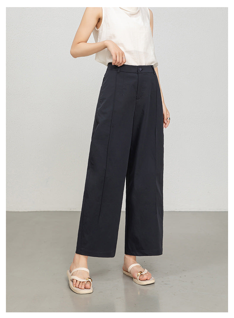 Women casual pants with cropped wide leg drape