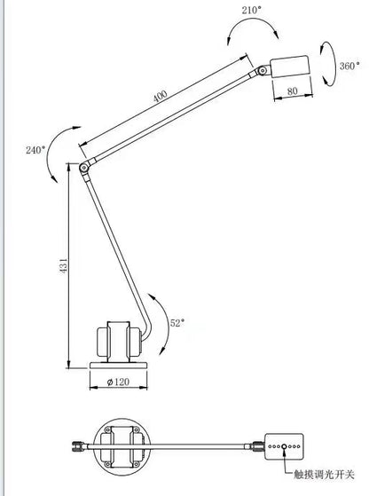 Modern Adjustable Swing Arm Italian Design Desk & Bedside Light