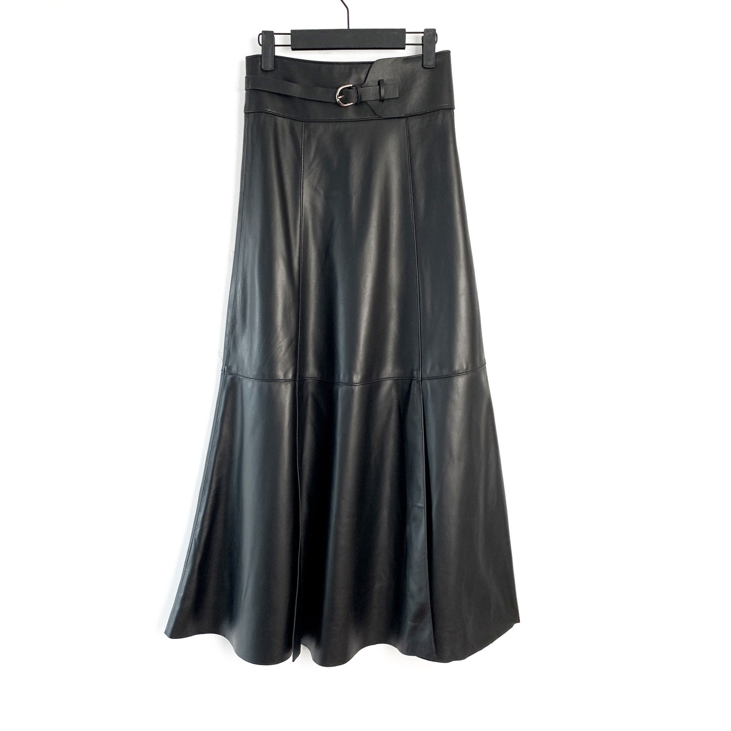 Women’s Genuine Leather High Waist Midi Skirt