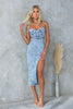 Sleeveless Acid Wash Women Denim Dress with Side Slit Midi Fit