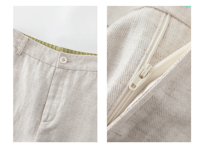 High waist wide leg linen pants for women