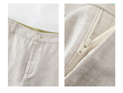 High waist wide leg linen pants for women