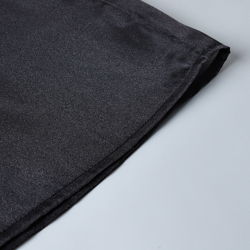 High Waist Sheer Overlay Long Office Skirt