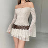 Boho off shoulder lace western mini dress
