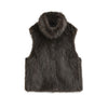 Women faux fur stand collar zipper vest 2 XS