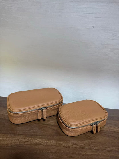 Genuine Leather Women Toiletry Bag Organizer Case