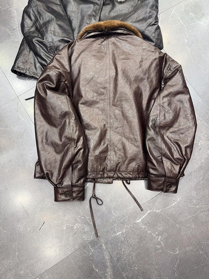 Oil Waxed Women Leather Jacket