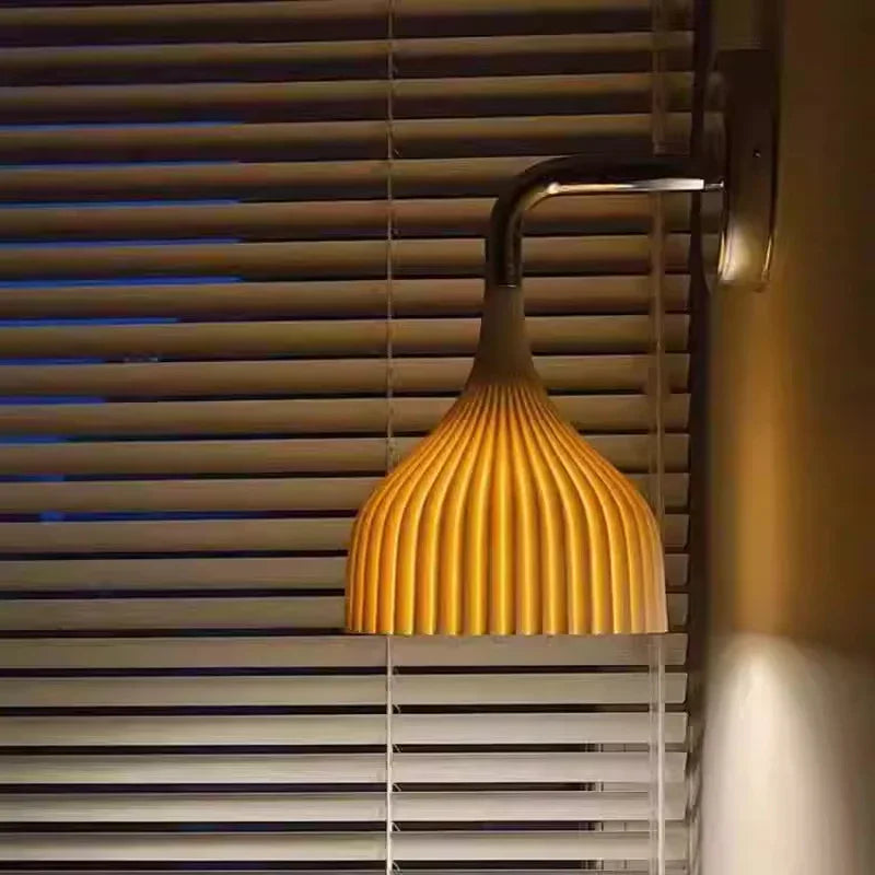 Modern Pleated Bedroom Wall Light Fixture