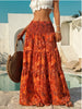 Smocked waist maxi skirt with tiered paisley print