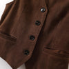 Women Brown Genuine Suede Leather Vest