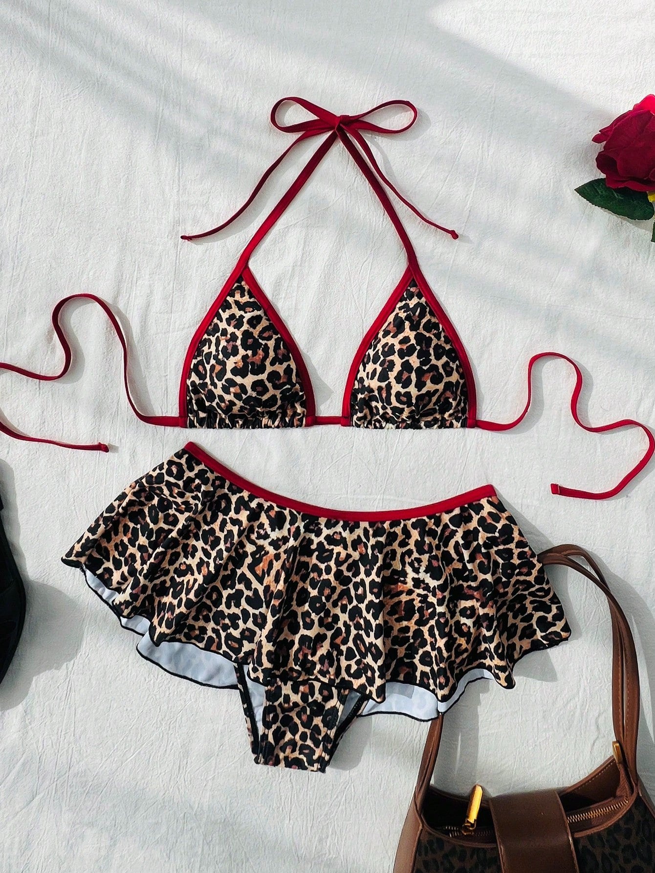 Women’s Triangle Bikini Set with Skirted Bottom
