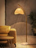 Boho Bamboo Floor Lamp with Rattan Shade Modern Standing Light