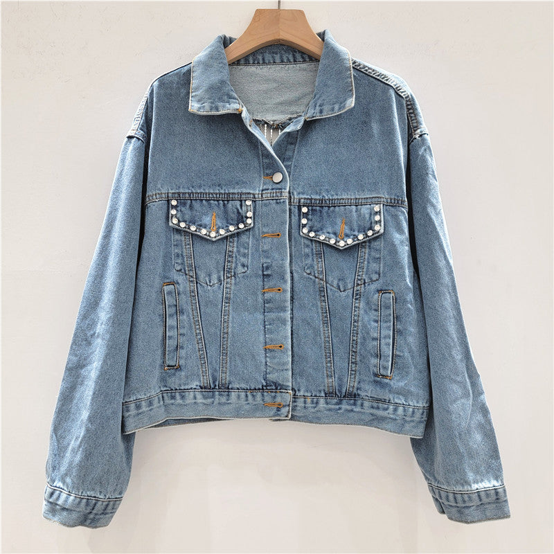 Bride Heart Cutout Denim Jacket with Rhinestone Fringe