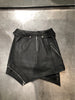 High-Waisted Irregular Hem Motorcycle Leather Mini Skirt