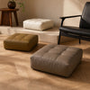 Round Faux Leather Pouf Ottoman Cover for Living Room