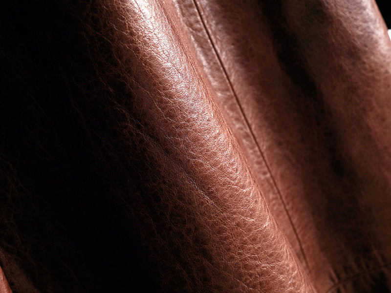 Women Leather Trench Coat Double-Breasted With Belt