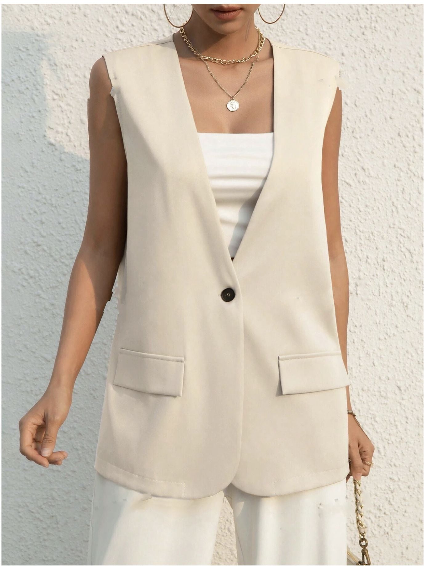 women's oversized v neck vest