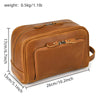 Men’s Genuine Leather Toiletry Bag with Front Zipper Pocket
