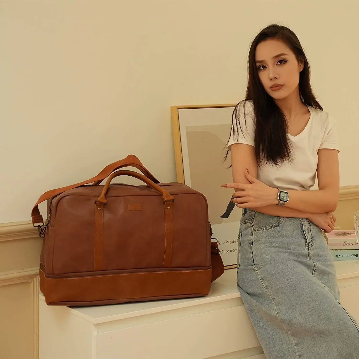 Men's Leather Weekender Bag Premium Cowhide Travel Companion