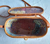Bali Oval Rattan Crossbody Purse With Woven Lid Detail