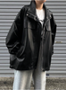 Oversized Black Leather Jacket Drop Shoulder Black leather jacket women oversized with drop